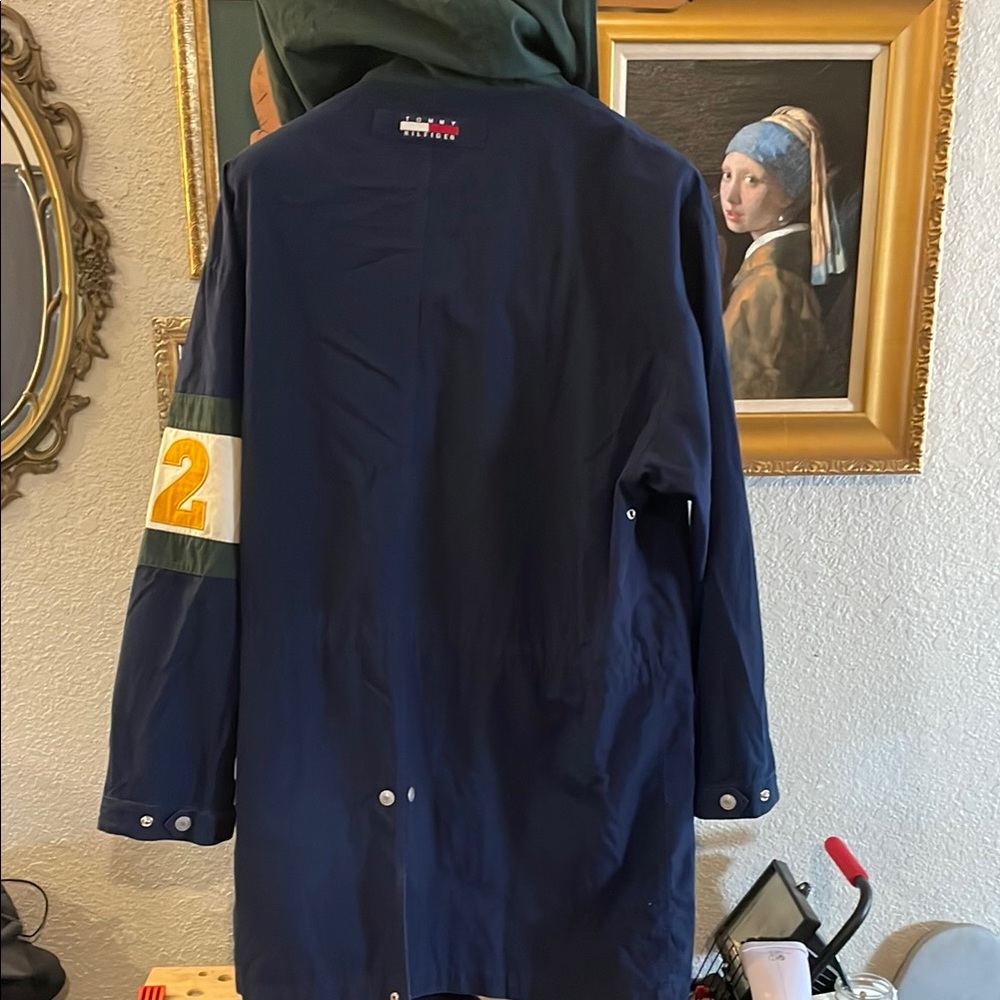Tommy Hilfiger Blue and White Raincoat with Contrasting Collar vintage - Picture 6 of 6